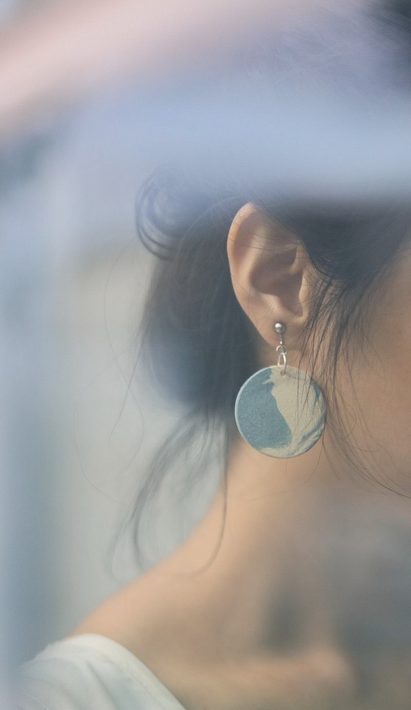 砂質藍。耳環-耳針 - 耳环/耳夹 - 陶 