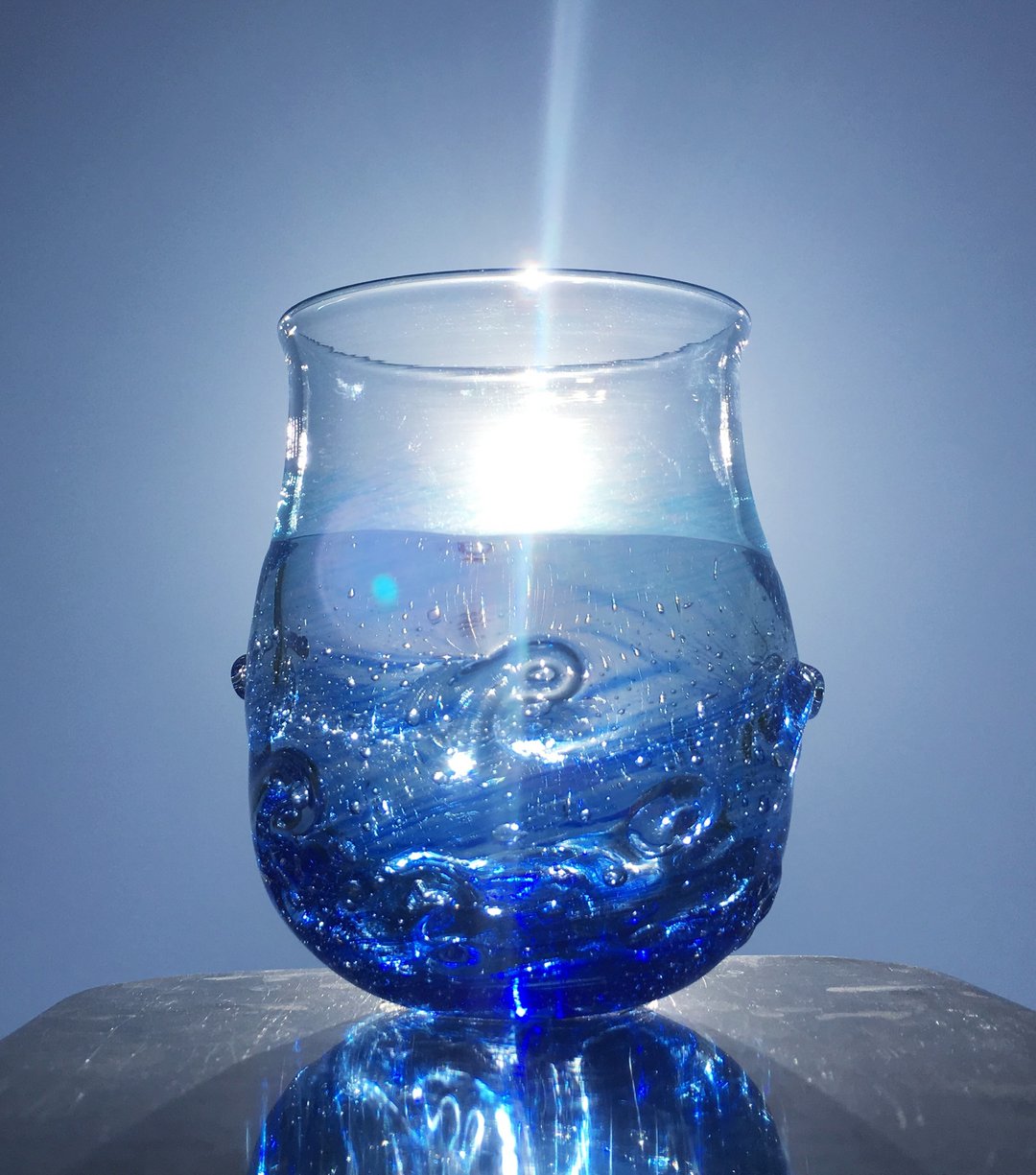 Ripples rock glass between the sea and the sky hemp charcoal glass - 玻璃杯 - 玻璃 蓝色