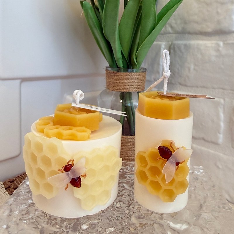 【新年礼盒】蜂盛有余天然蜂蜡香氛蜡烛 - 蜡烛/烛台 - 蜡 