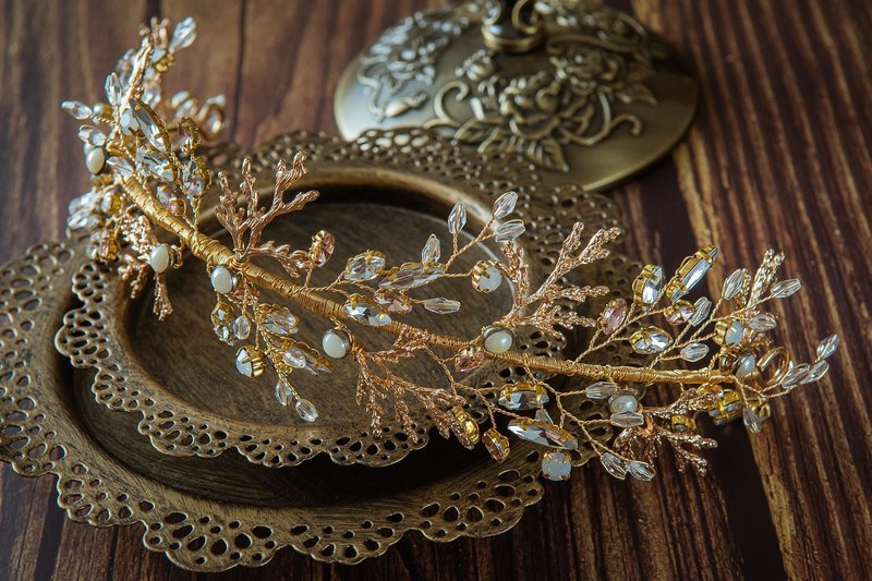 原创手工 新娘饰品 落羽松水晶皇冠 - 发饰 - 水晶 