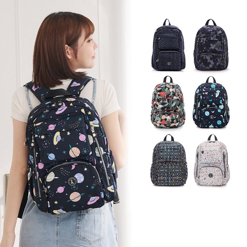 【日系印花】枫糖玛芝 - 大容量附插袋后背包 - 共六色 - 后背包/双肩包 - 尼龙 多色