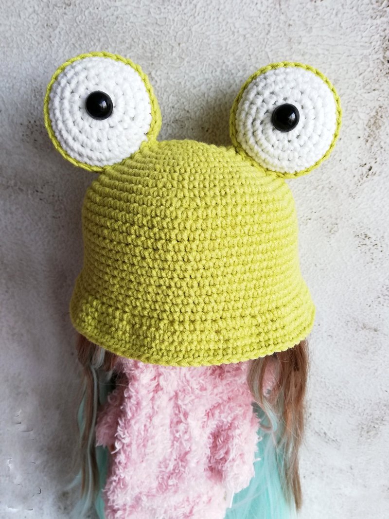Blythe 钩针渔夫帽 绿色青蛙造型 - 玩偶/公仔 - 棉．麻 绿色