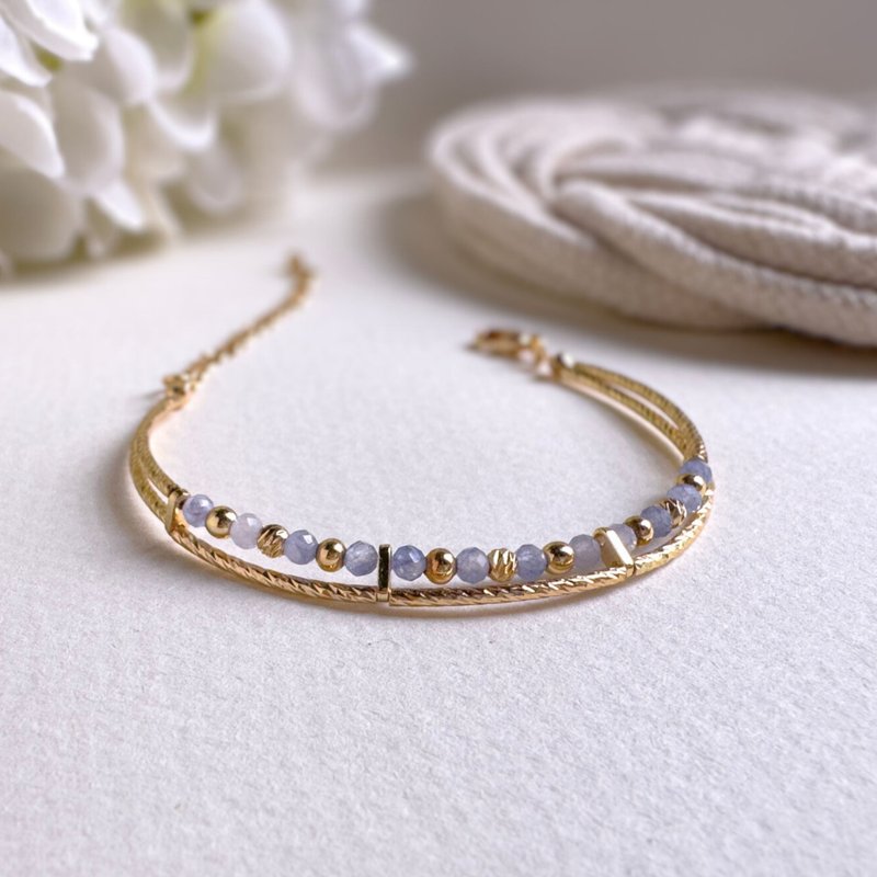 【十二月生日石】坦桑石 | 双层水晶手链 - 手链/手环 - 宝石 蓝色