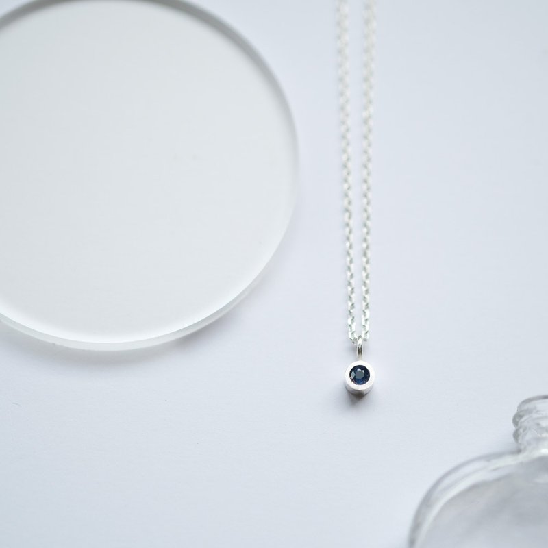 天然蓝宝石 极小 一泽 925纯银项链 - 项链 - 其他金属 蓝色
