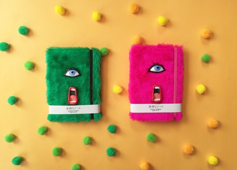 毛绒绒手工笔记本-独眼怪 - 笔记本/手帐 - 纸 绿色
