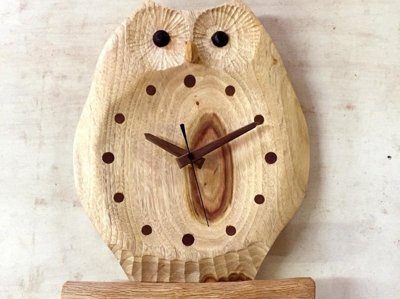 Hanging clock - Wake up owl (large) - 时钟/闹钟 - 木头 橘色
