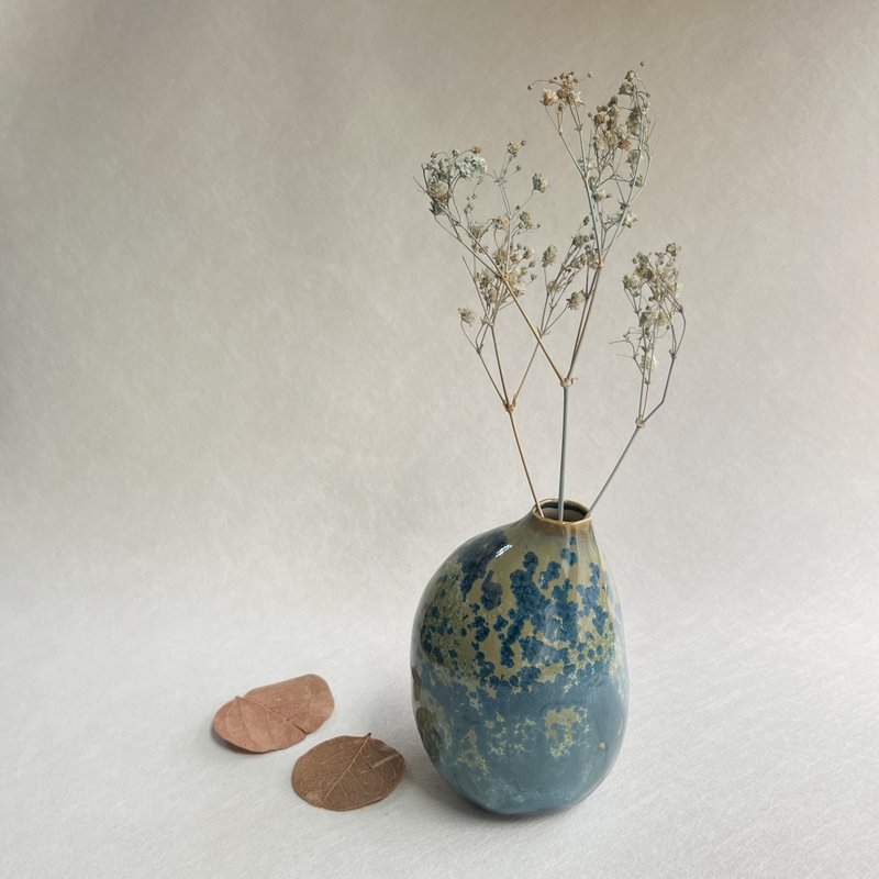 绿野仙踪。手工陶瓷花瓶 花器 陶艺 花道道具 陶器 新年礼物 - 花瓶/陶器 - 陶 绿色