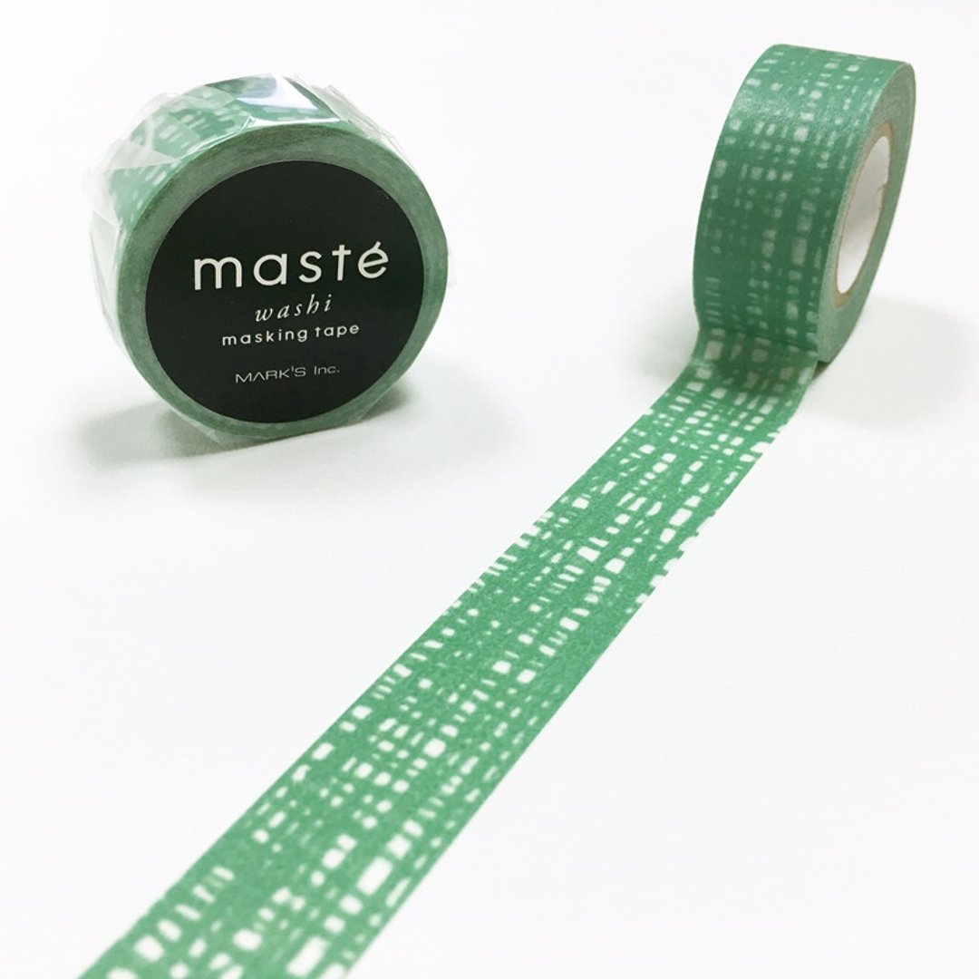 maste 和纸胶带 海外限定系列-Basic【手绘线条-绿 (MST-MKT195-GN)】 - 纸胶带 - 纸 绿色