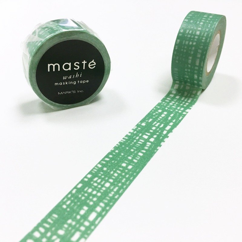 maste 和纸胶带 海外限定系列-Basic【手绘线条-绿 (MST-MKT195-GN)】 - 纸胶带 - 纸 绿色