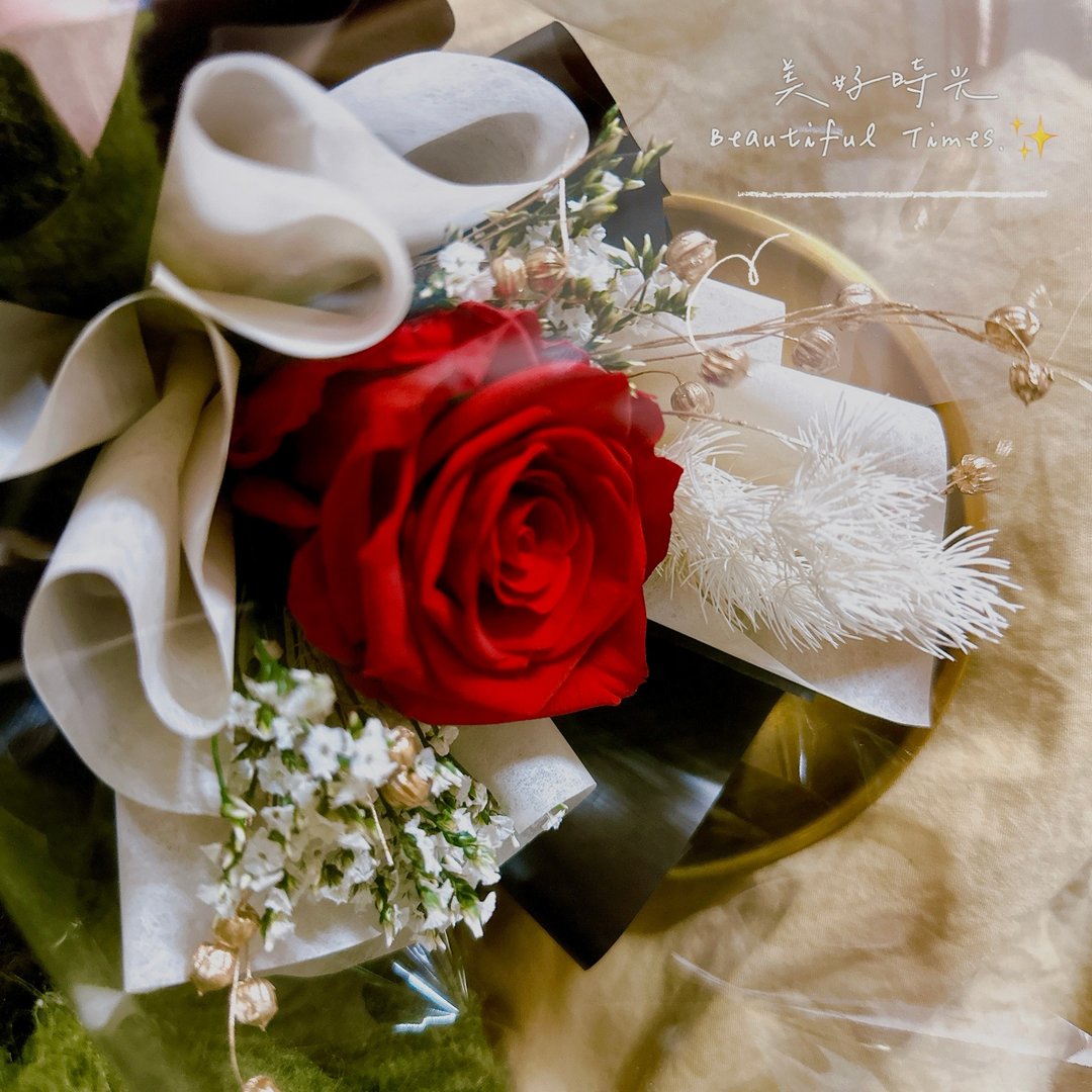 偏爱 | 厄瓜多尔尔玫瑰花、进口永生花、红玫瑰、520 花束 - 干燥花/捧花 - 植物．花 红色
