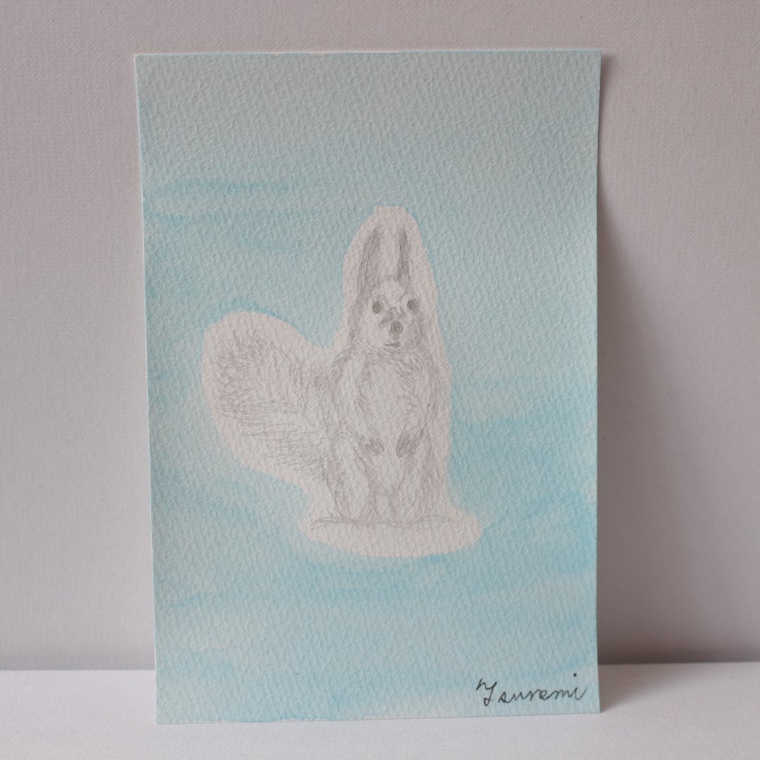 旅行于空中的动物：虾夷松鼠 - 海报/装饰画/版画 - 纸 蓝色
