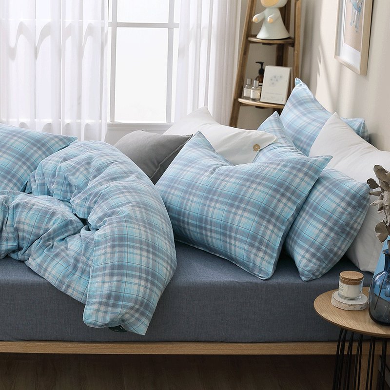 好关系 HAOKUANXI | 冰淇淋苏打-天然色织棉床包枕套组 - 寝具 - 棉．麻 蓝色