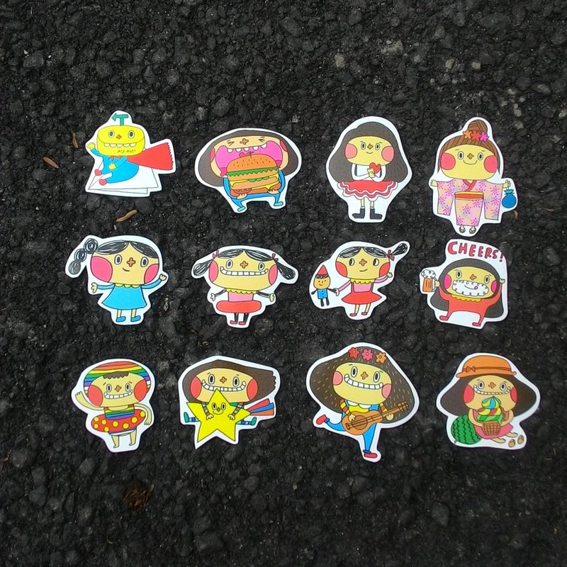 花大鼻贴纸包-可爱日常1 - 贴纸 - 塑料 多色