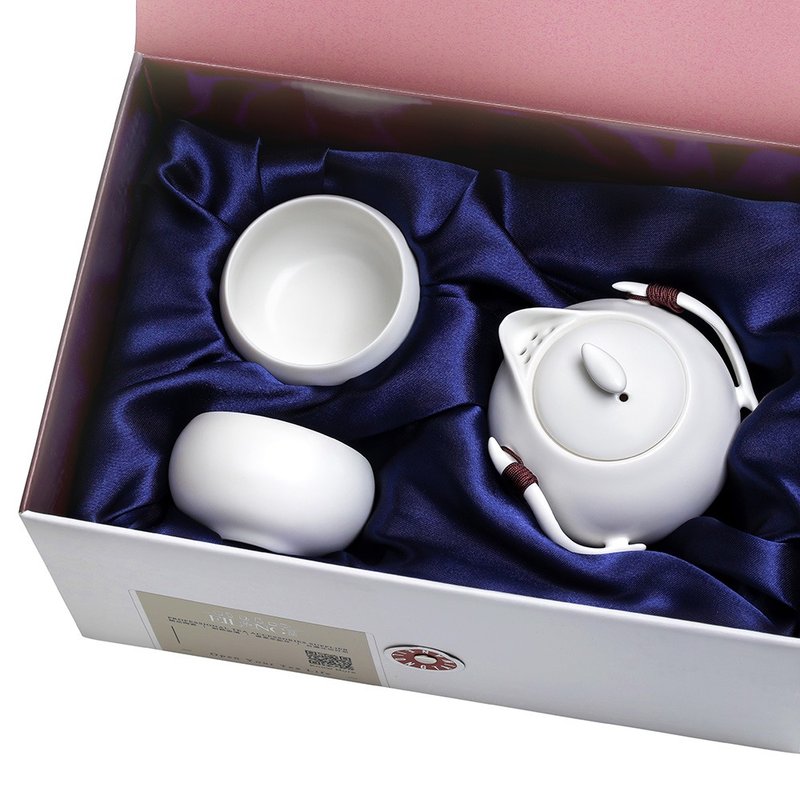 定窑巧云3入礼盒(壶+2杯) - 茶具/茶杯 - 陶 白色