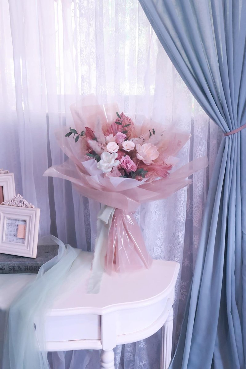 情人节的仪式感 藕粉色系永生花束 - 摆饰 - 植物．花 粉红色