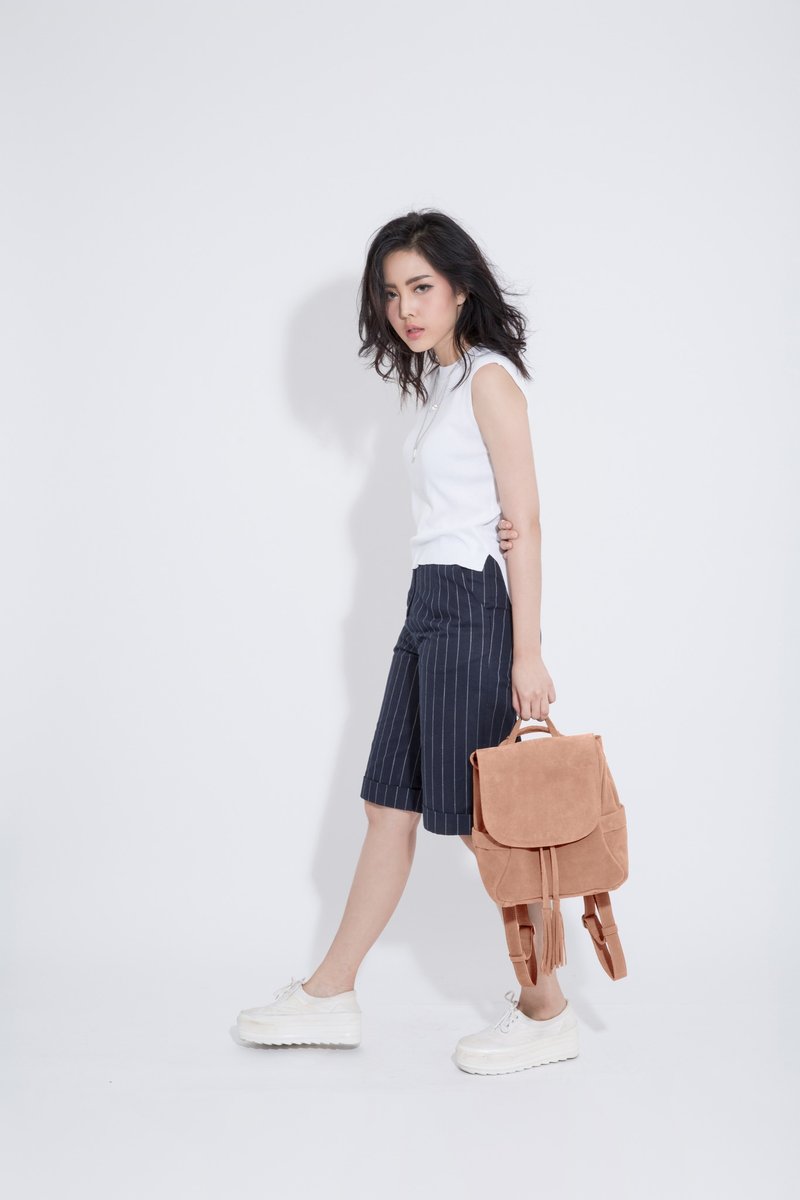 Fringe Backpack ( Pastel Pink) : The Undressed To go - 后背包/双肩包 - 真皮 粉红色