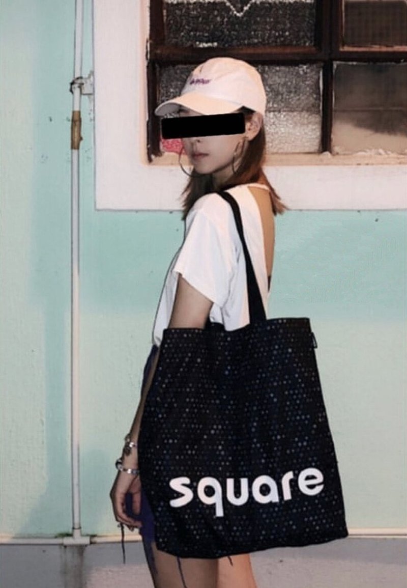 Tote Bag 黑色波点 - 手提包/手提袋 - 尼龙 黑色