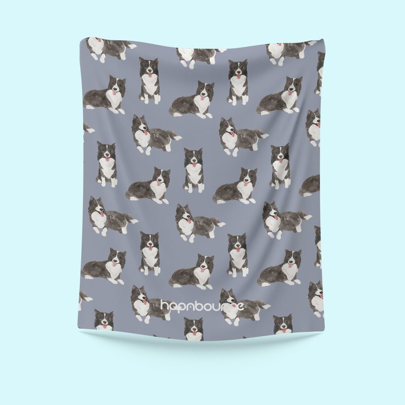 边境牧羊犬 毛毯 小狗 空调毯 暖暖毯 被毯 披毯 保暖毯 宠物盖毯 - 被子/毛毯 - 棉．麻 灰色