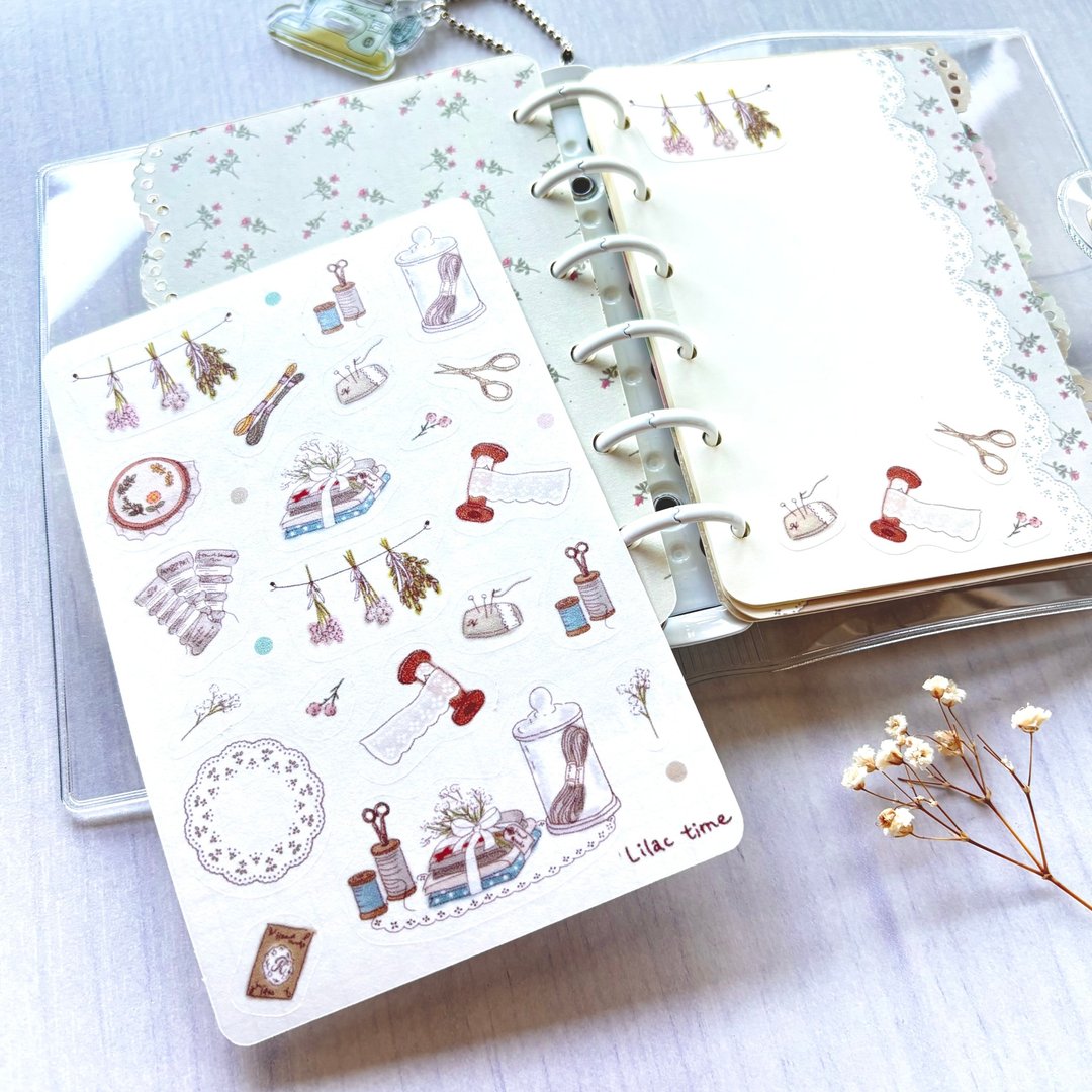 【Pinkoi 限定商品】迷你 6 孔尺寸 花卉图案索引页・内页・贴纸组合 (B 款) - 笔记本/手帐 - 纸 