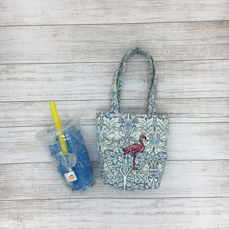 Cafe bag flamingo - 手提包/手提袋 - 棉．麻 白色
