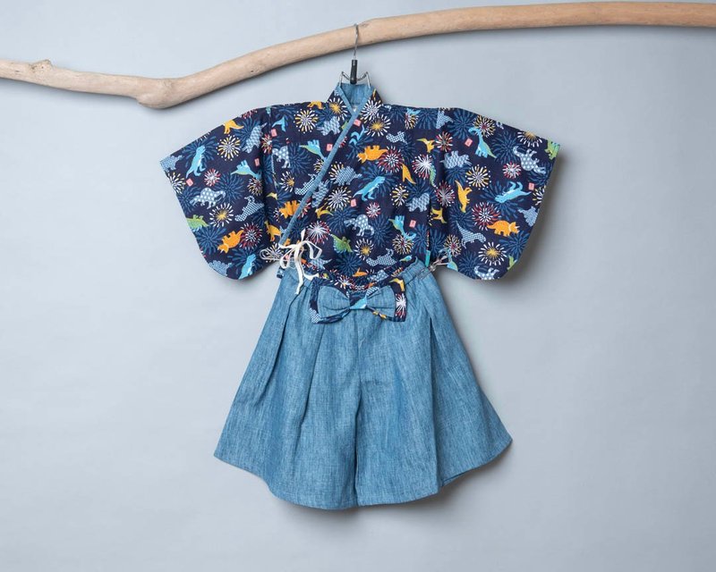 浅草振袖和服-订制  自然22vs牛仔棉麻 - 童装礼服/连衣裙 - 棉．麻 白色