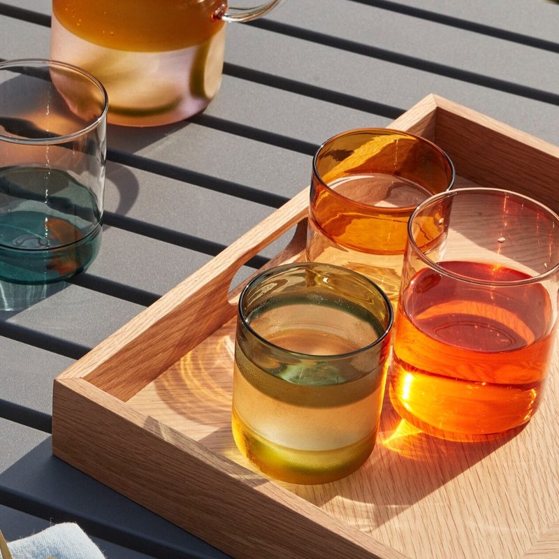 【Hübsch】－661310 跳色渐层三色玻璃冷水杯-4件组新年礼物 - 玻璃杯 - 玻璃 多色