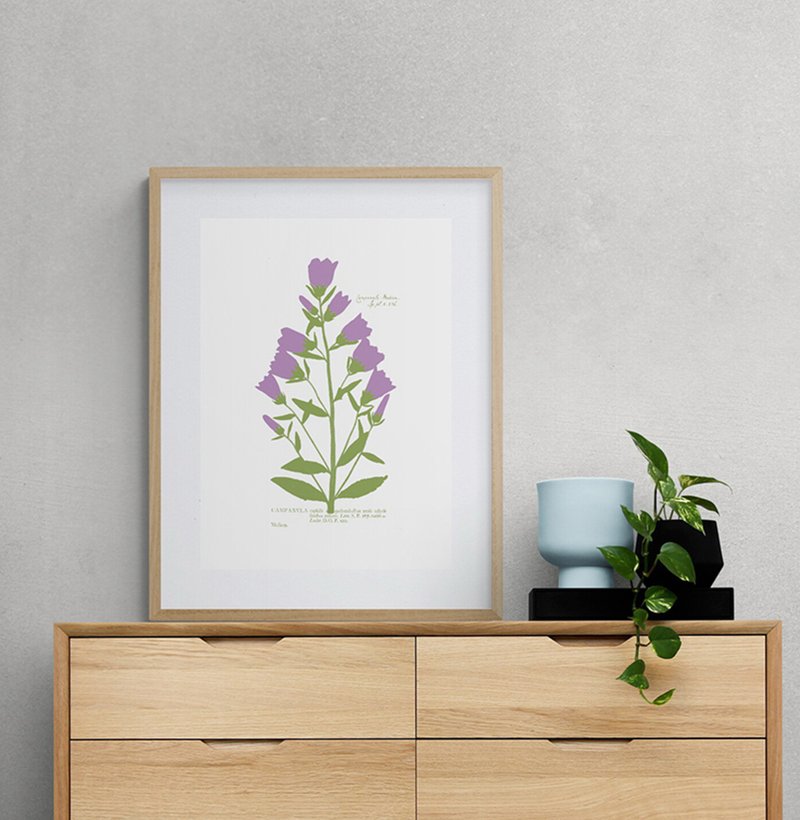 Pressed Wildflower Art Print, Unique Flower Poster for Wall Decoration - 海报/装饰画/版画 - 纸 紫色