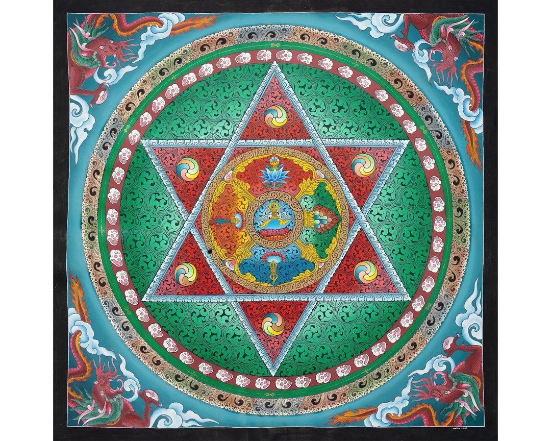Shree Yantra 曼陀罗唐卡——丰盛与和谐的神圣几何 - 墙贴/壁贴 - 其他材质 多色