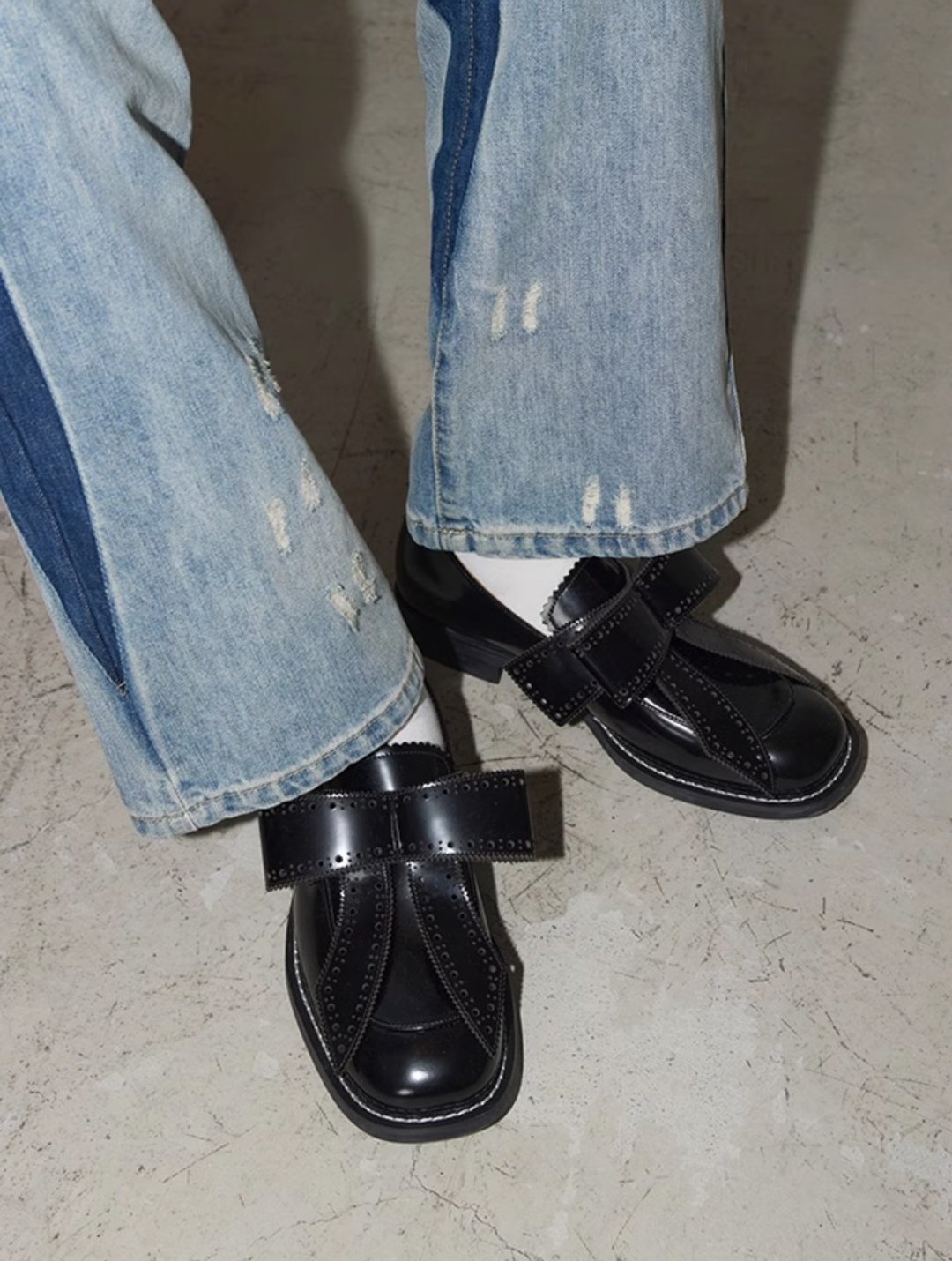 Baby Monster Loafers 领结乐福鞋 - 男款牛津鞋/乐福鞋 - 真皮 黑色