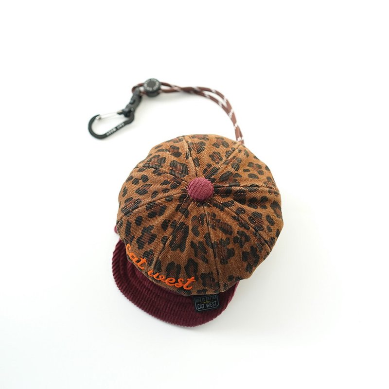 猫西CATWEST原创豹纹牛仔八角帽造型零钱包小众钥匙包耳机挂件包 - 皮夹/钱包 - 棉．麻 