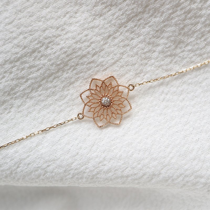 精致花朵钻石手链 - 手链/手环 - 钻石 金色