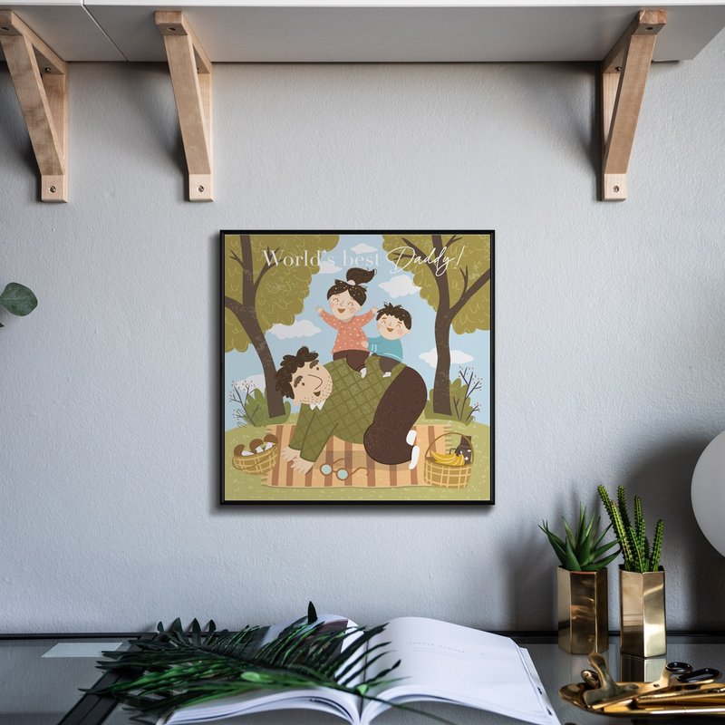 最强老爸(可定制名字) - 父亲节画作/专属定制礼物/菠萝选画所 - 摆饰 - 棉．麻 绿色
