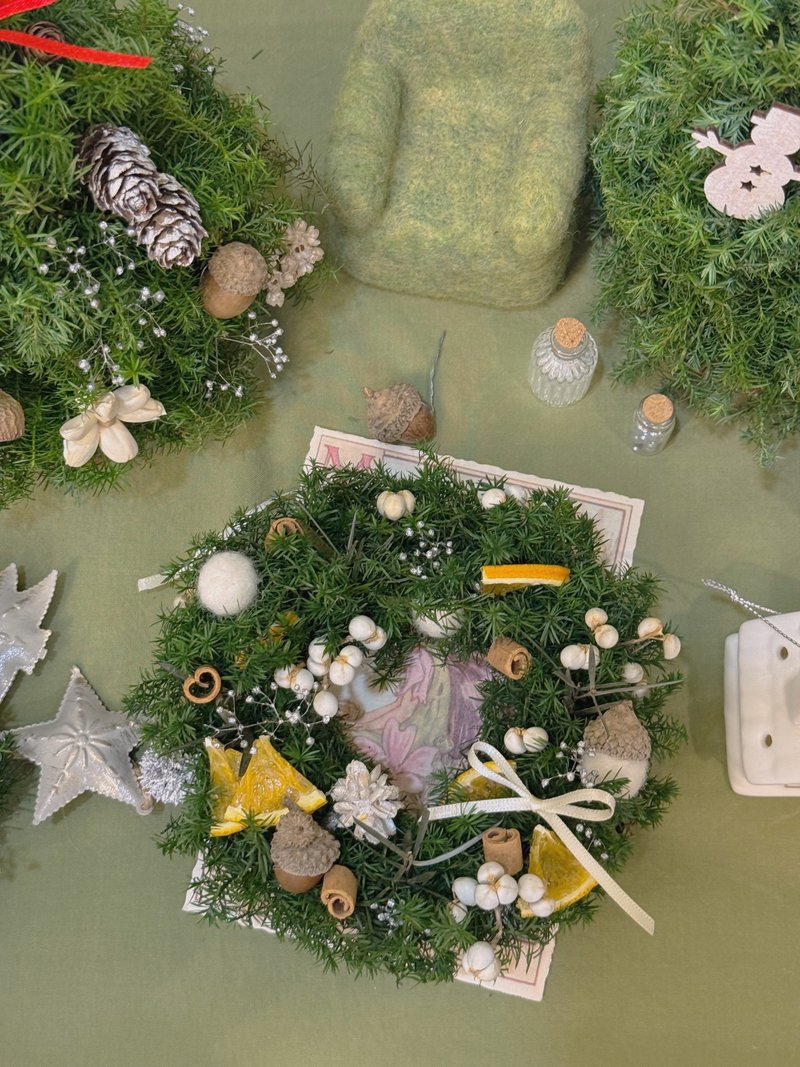 永生圣诞花圈 柳橙花圈 圣诞礼物 花圈 - 干燥花/捧花 - 植物．花 绿色