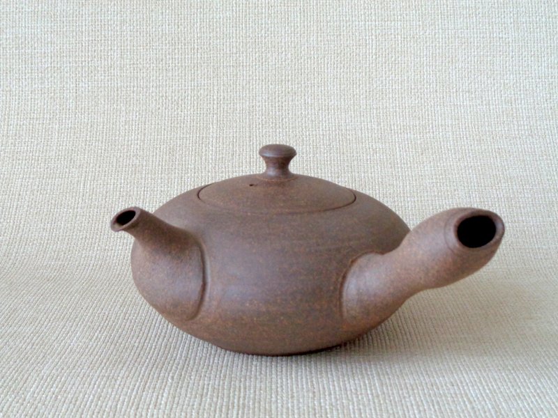 烧制朴质平口茶壶 c - 茶具/茶杯 - 陶 咖啡色