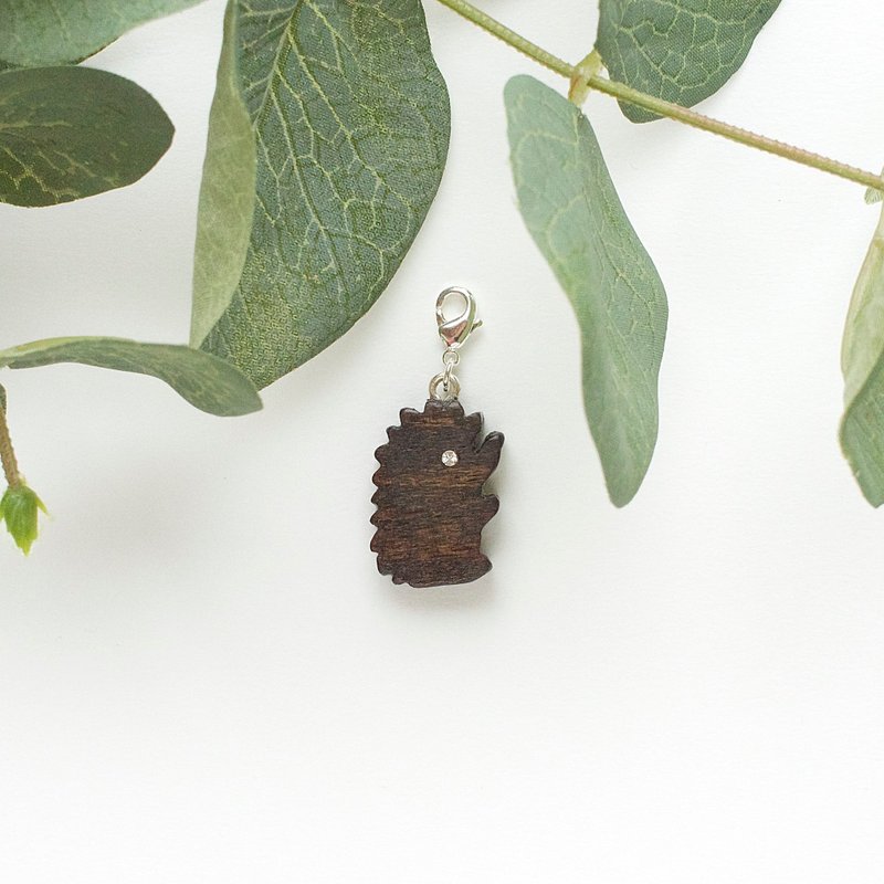 手工木制吊饰  刺猬 吊饰  礼物订制 - 吊饰 - 木头 咖啡色