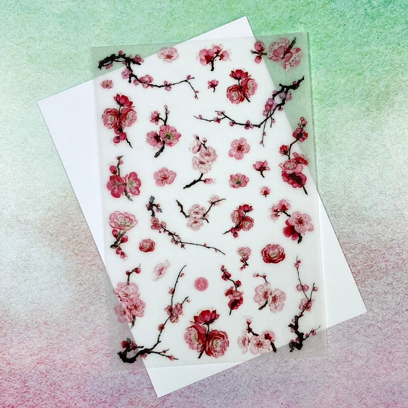 转印贴紙 梅花 - 贴纸 - 纸 红色