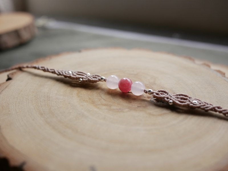 RB8/FW22~红纹石(菱锰矿) l 粉晶 l 南美蜡线 l 手工编织 l 手环 - 手链/手环 - 半宝石 粉红色