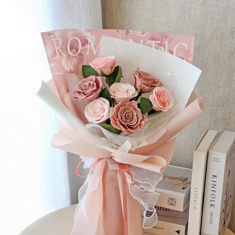 香氛永生玫瑰花束 / 情人节花束 告白花束 母亲节花束 生日花束 - 干燥花/捧花 - 植物．花 粉红色