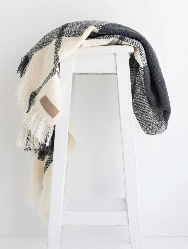 羊毛斜纹厚毯 - 格纹款 [Wool Twill Throw - Block Check] - 摆饰 - 棉．麻 黑色