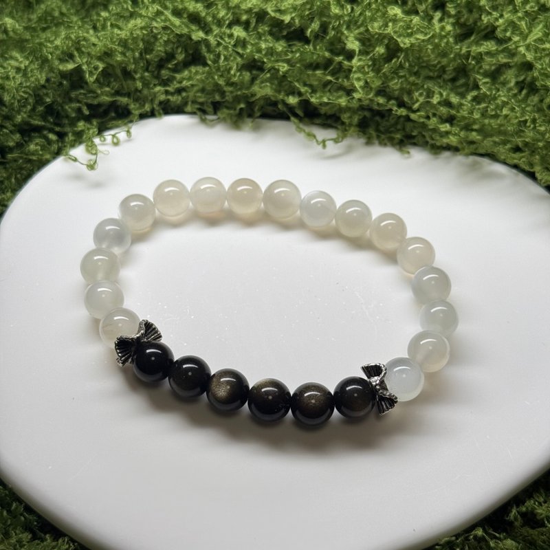 金曜石与白月光设计款手串 - 手链/手环 - 水晶 白色