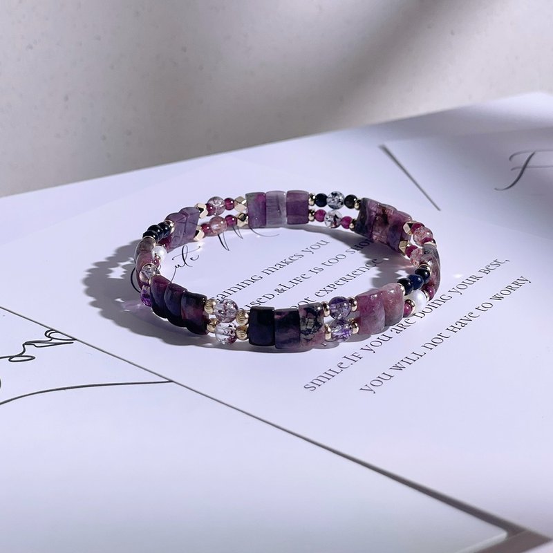 温柔的注解|天然淡水珍珠|碧玺|红石榴 |超七|水晶手链 A29-1 - 手链/手环 - 水晶 粉红色