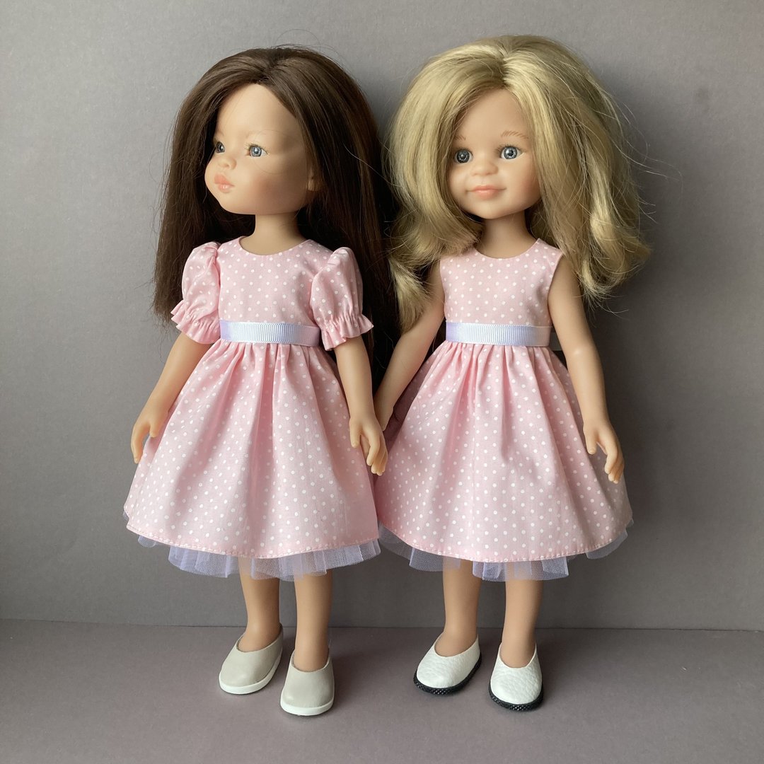 Paola Reina doll clothes, dress with sleeves or sleeveless, removable petticoat - 玩具/玩偶 - 棉．麻 粉红色