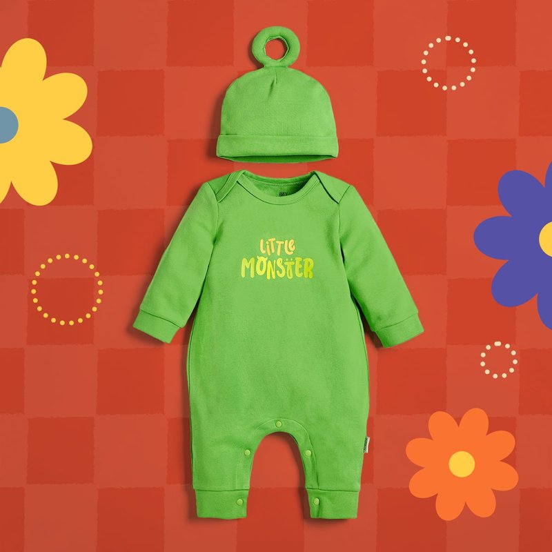 得意宝宝 Little Monster 长袖连身衣连帽 - 包屁衣/连体衣 - 棉．麻 红色