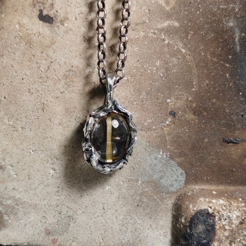 一线天版钛钛晶银吊墬 - 项链 - 宝石 金色