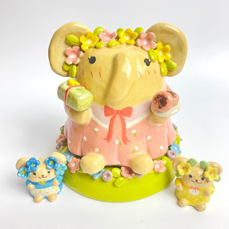 手工陶瓷可爱象头神特别礼物 - 花瓶/陶器 - 陶 多色