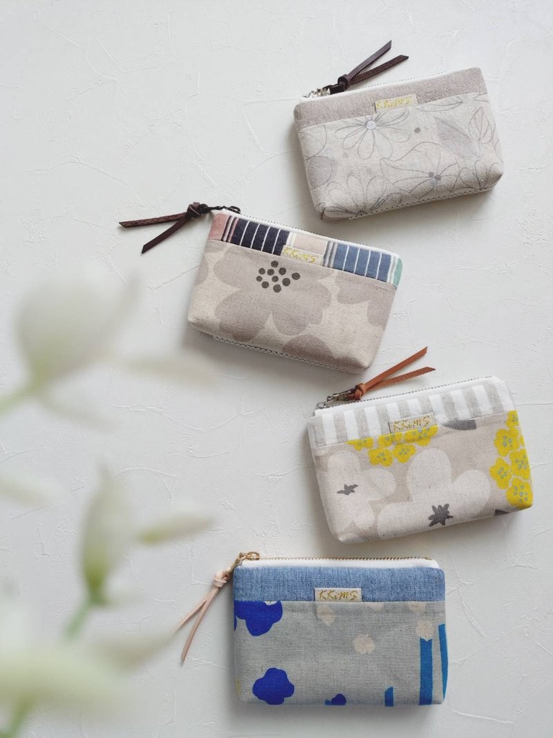 现货!【FWL/三层小钱包】可遇不可求系列 四色 日本棉麻布 刺子布 - 零钱包 - 棉．麻 多色