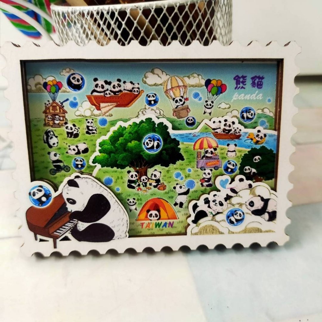 熊猫 猫熊 手绘插画冰箱贴 吸铁 强力磁铁 夜光冰箱贴 - 冰箱贴/磁贴 - 其他材质 多色