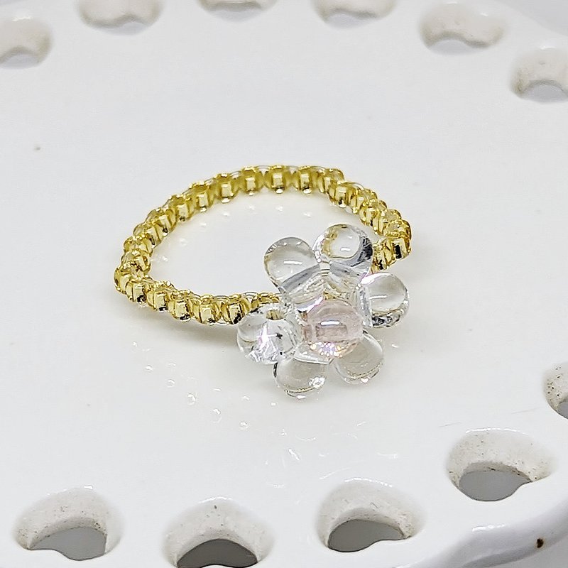 串珠 编织  花  戒指 - 戒指 - 其他材质 白色