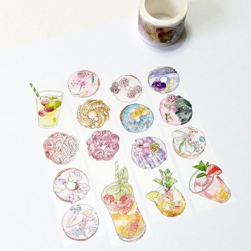 麒麟纸胶带 甜甜圈花茶 - 纸胶带 - 纸 