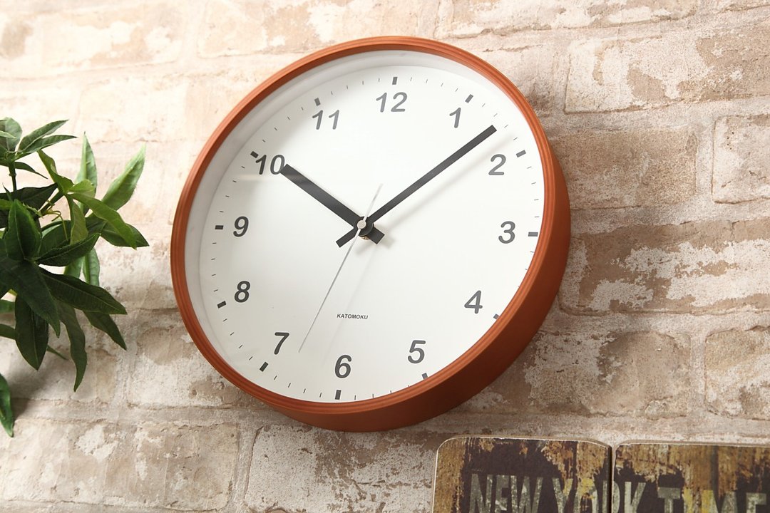 KATOMOKU plywood clock M尺寸 浅褐色 (km-36M) 挂钟 日本制造 - 时钟/闹钟 - 木头 橘色